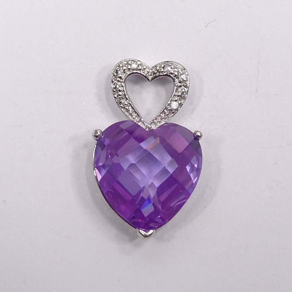 Sterling Silver Amethyst Heart Charm .925